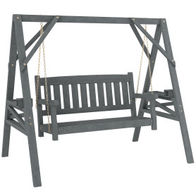Trädgårdsgunga Tvåsits Grå Trä Med Metallkedjor