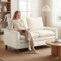 Tvåsitssoffa Beige 146 cm Chenille Djup Sits Hög Rygg