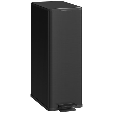Papperskorg Svart 20 l Rostfritt Stål Mjukstängande Lock