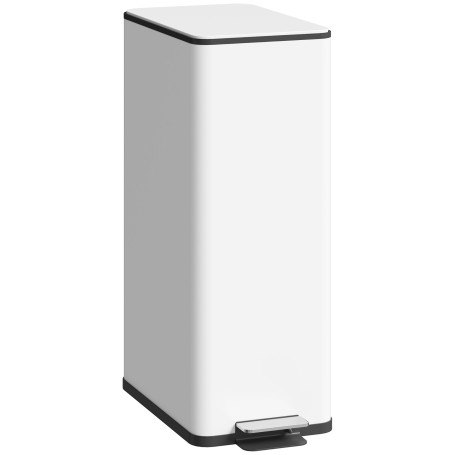 Sopkorg Vit 20 L Rostfritt Stål Med Mjukstängande Lock