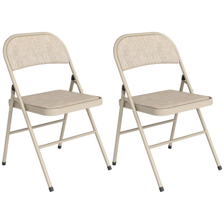 Fällstolar Beige 2-Pack Med Metallben Leinenlook