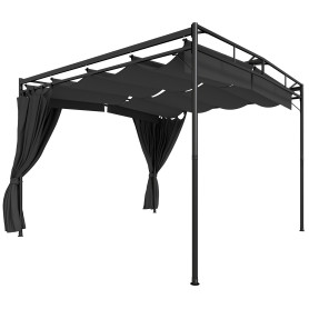 Fristående Pergola Paviljong Grå 300 x 300 cm Metall