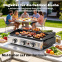 Portabel Bordsgasgrill Svart 7,5 kW 3 Brännare Keramisk Beläggning