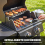 Gasgrill Svart 5,4 kW Två Brännare Stål Grillvagn Med Sidobord