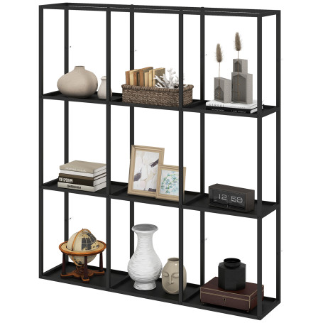Industriell Vägghylla Svart Metall 9 Fack 87,5 x 18 x 100 cm