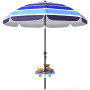 Strandparasoll Flerfärgad Ø198 cm Med Bord Och Dryckeshållare