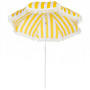 Strandparasoll Gul Vit Ø180 cm Med Sandankare Och Bärväska
