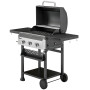 Gasgrillvagn Svart 9 kW 3 Brännare Rostfritt Stål