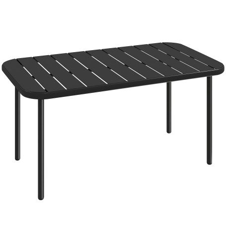 Rektangulärt Utebord Grå Metall Lamellskiva Väderbeständigt