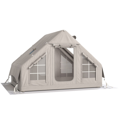 Uppblåsbart Tält Grå 5–8 Personer Vattentätt 5000 mm Med Luftpump