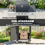 Gasgrill Svart Rostfritt Stål 3+1 Brännare 10,5 kW Grillvagn