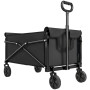 Fällbar Trädgårdsvagn Svart 80 l Med Hjul Och Justerbart Handtag
