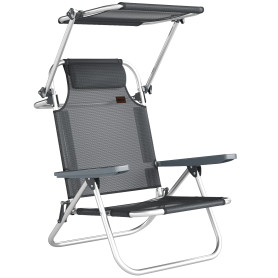 Hopfällbar Solsäng Mörkgrå 62 x 68 x 79 cm Med Tak Och Kudde