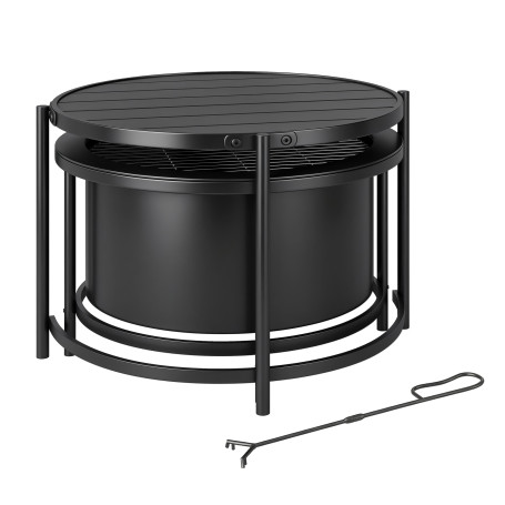 Rund Eldstad Svart 66 x 63 x 41 cm Metall Med Grillgaller