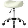 Höj- Och Sänkbar Sadelstol Med Hjul Vit PU-Läder