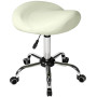 Höj- Och Sänkbar Sadelstol Med Hjul Vit PU-Läder