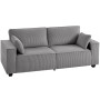 3-Sitssoffa Ljusgrå 218 cm Manchestertyg Med Fickfjädring