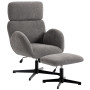 Snurrfåtölj Med Fotpall Grå Höj- Och Sänkbar Med Nackstöd