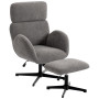 Snurrfåtölj Med Fotpall Grå Höj- Och Sänkbar Med Nackstöd