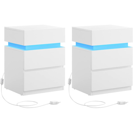 Sängbord med LED-belysning och lådor – modern design med smart förvaring